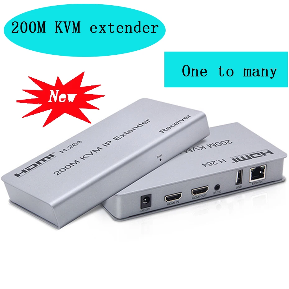 

200 м KVM HDMI удлинитель по RJ45 Ethernet Cat5e Cat6 кабельный конвертер TX RX Поддержка USB мышь удлинитель клавиатуры один к многим