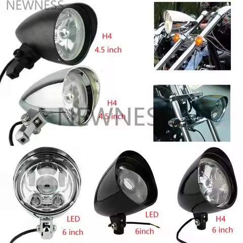 4.5" 5.75&rdquo; H4 LED Headlight Motorcycle Bullet Tri Bar Headlamp For Harley Davidson Sportster XL883 1200 48 72 Dyna Wide Glide