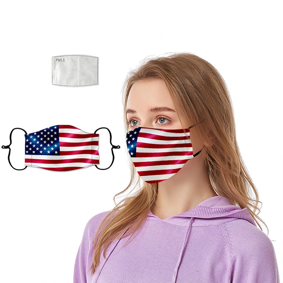 United States Europe Flag Print Mask Face Canada Russia Masks Fabric Forza Spain Adult Protective PM2.5 Reusable Proof Washable