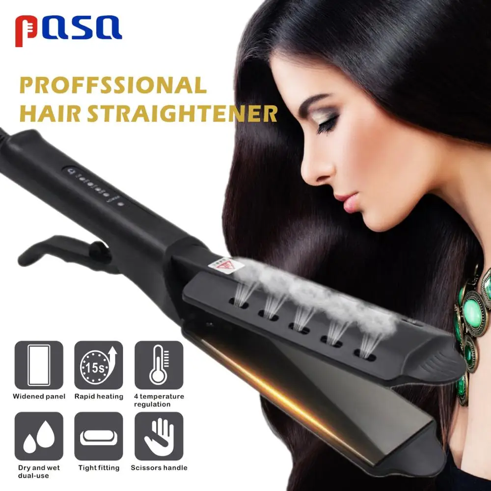 

Professional Hair Straightener Four-gear temperature adjustment Ceramic Tourmaline Ionic Flat Iron Hair For Women Widen panel