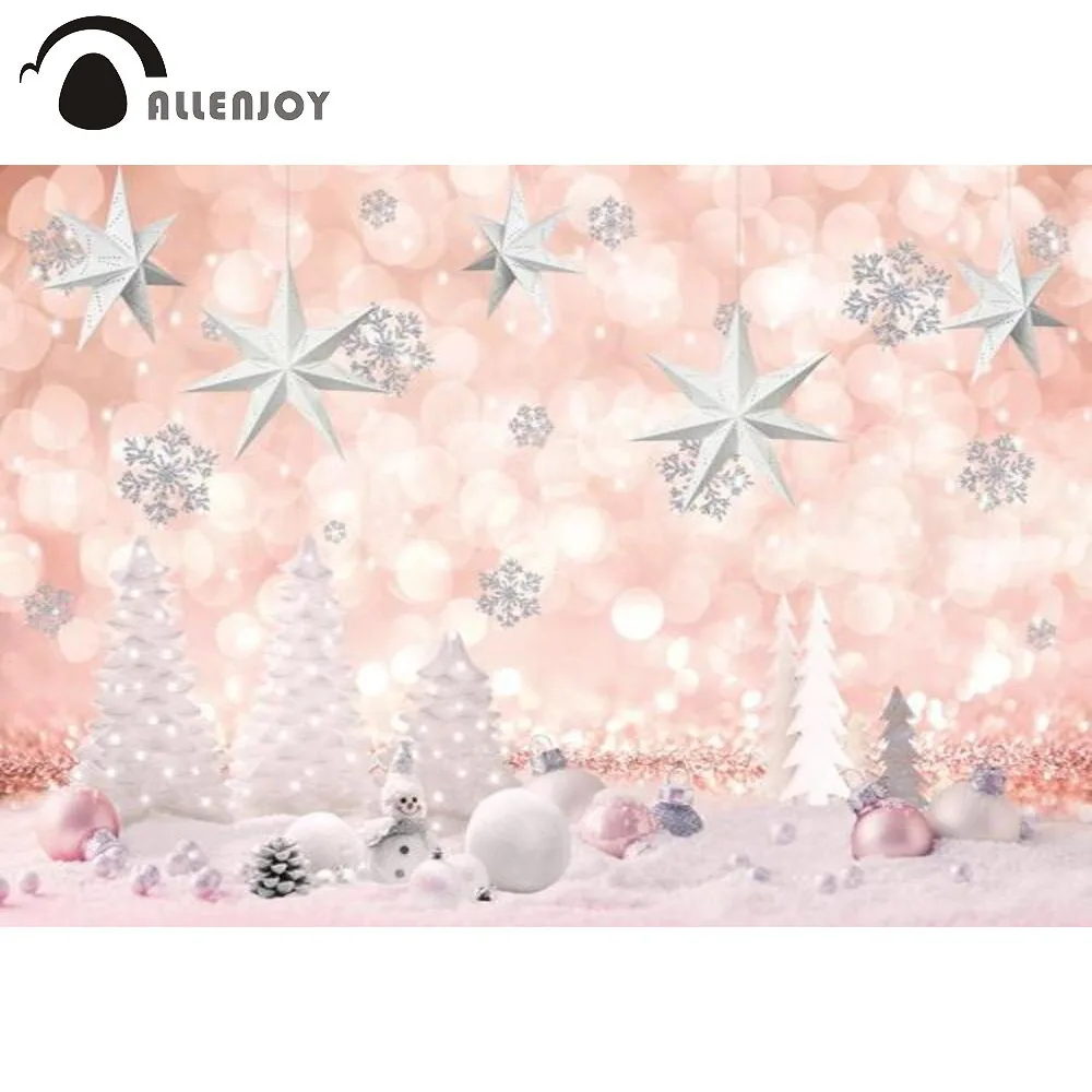 Allenjoy Christmas New Year Background Holidays Stars Bokeh Snowflake Lights Still Life Shooting Baby Portrait Photo Backdrop