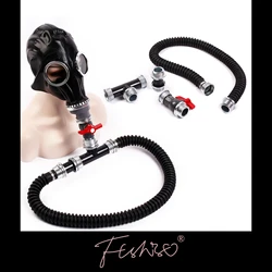 Ftshist tubo de Control de respiración, interfaz de 40mm para máscara de Gas de látex, válvula de asfixia sexual, accesorios de conexión roscados