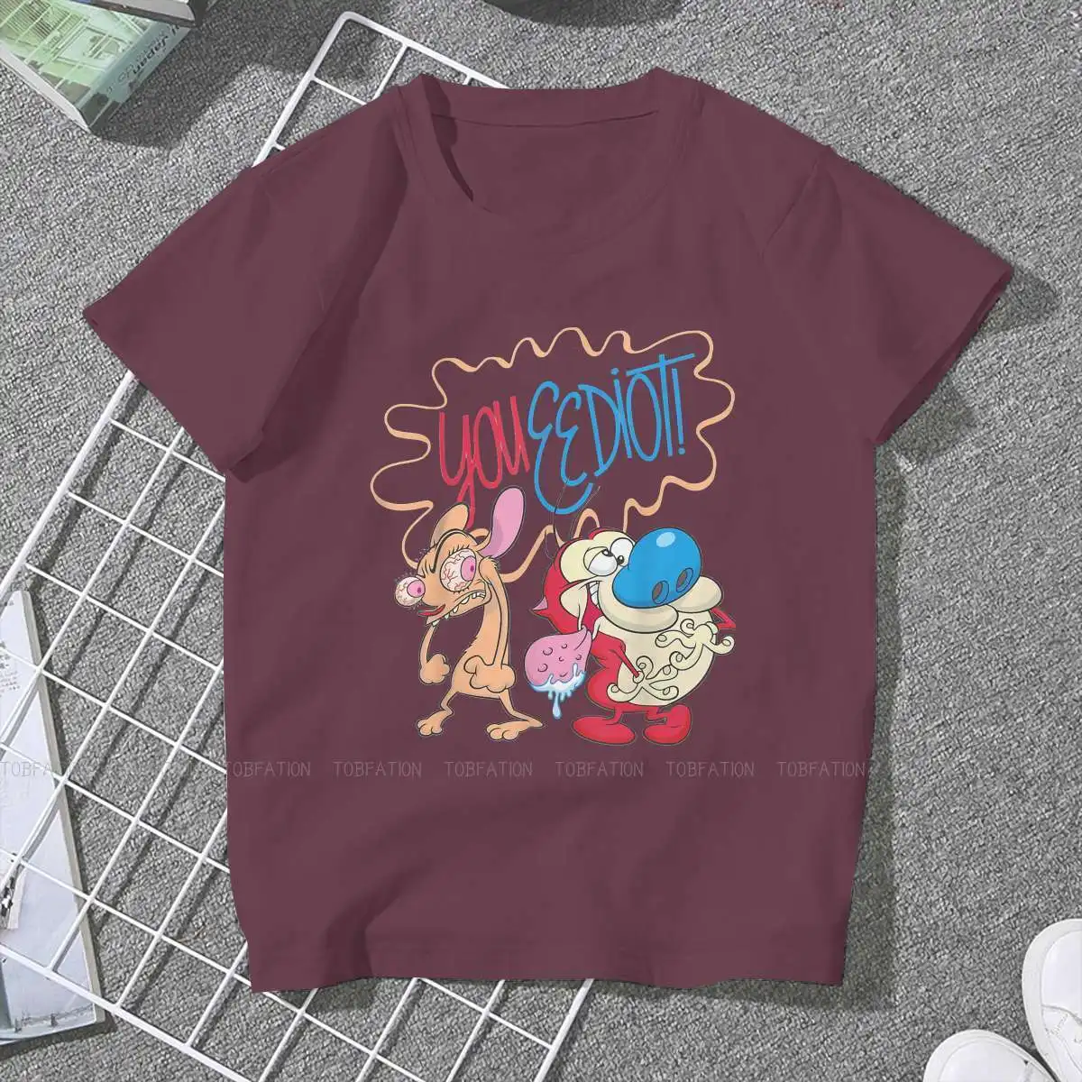 Active Printing 4XL TShirt The Ren Stimpy Show Comedy Fantasy Creative Streetwear T Shirt Women Short Sleeve Special Gift