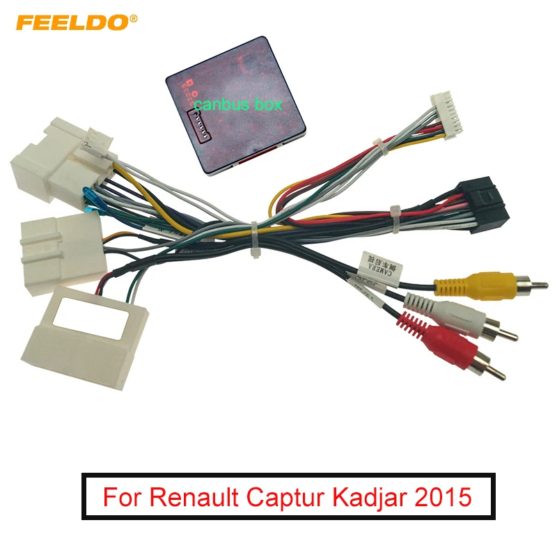 

FEELDO Car Audio 16PIN DVD Player Power Calbe Adapter With Canbus Box For Renault Captur Kadjar 2015 Stereo Plug Wiring Harness