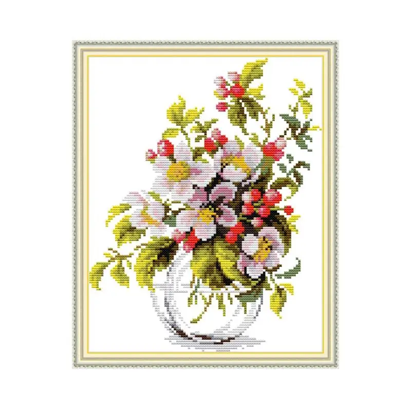 

Blooming apple blossoms Chinese Cross Stitch Flowers,Sets for Embroidery Kits 11ct 14ct Printed Canvas DMC DIY Needlework Sets