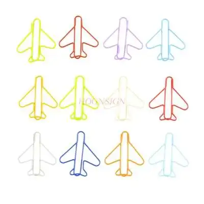 12pcs Air Plane Paper Clip Cartoon Shape Paper Clip Stainless Steel Bookmark Paper Clip