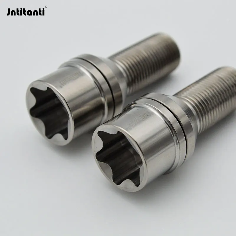 Jntitanti Gr5 titanium wheel bolt lug screw M14*1.5*28-45mm Torx with free cone washer