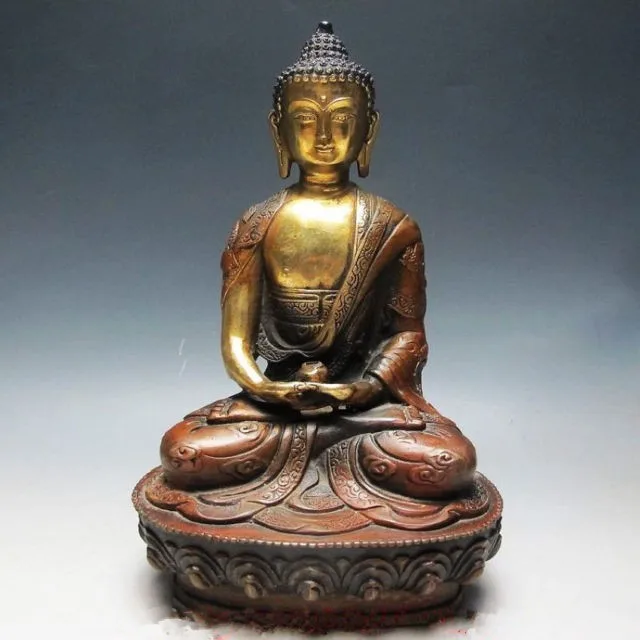 

crafts decoration Old BRASS 21 cm Old Tibetan Brass Buddhism Bodhisattva Sakyamuni Buddha Statue brass Copper Brass Protect