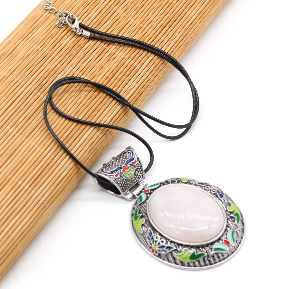 Natural Gem Stone Shell Charms Necklace Vintage Ethnic Lapis Lazuli Opal Pendant Necklaces for Women Exquisite Jewelry Gift