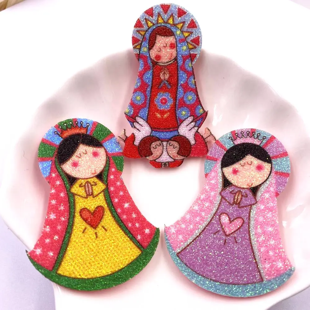 New Glitter Composite Gold Powder Cloth Rainbow Girl Patches Wedding Appliques Making Hairpin BOW DIY Craft XE59
