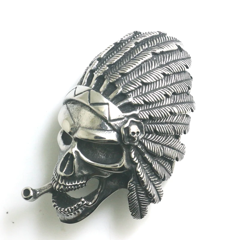 Man\'s 316L Stainless Steel Punk Gothic Smoker Skull Belt Buckle Newest