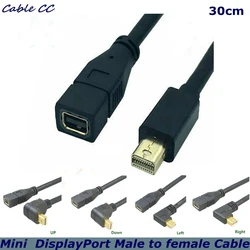 Thunderbolt Mini DP to Mini DP Cable Mini DisplayPort Male to Female Adapter Extension Gold Plated Connector 0.3m