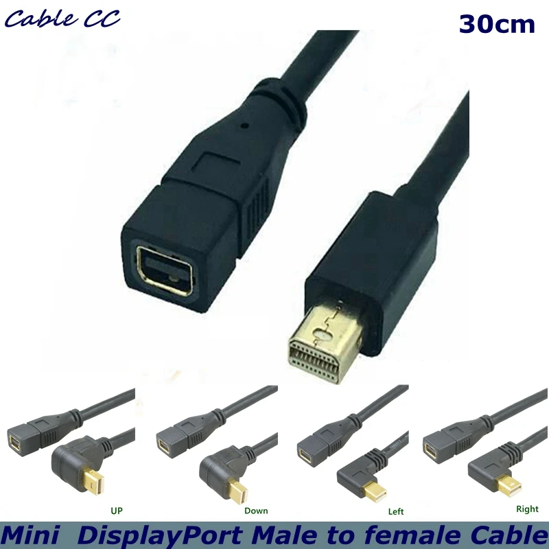 Thunderbolt Mini DP to Mini DP Cable  Mini  DisplayPort Male to Female Adapter Extension Gold Plated Connector 0.3m