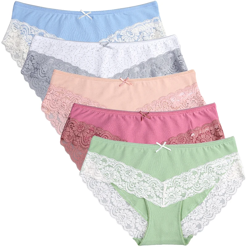 5pcs/set cotton women\'s underwear set Comfort Underpants sexy lace ladies briefs for women sexy mid-rise women\'s panties 2020