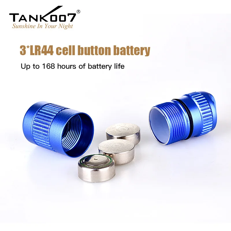 TANK007 Outdoor EDC Keychain Flashlight Mini 3W LED 100 Lumens Torch Waterproof 3 Button Cell Battery lightweight Portable