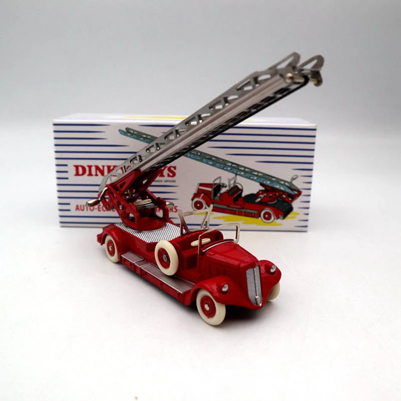 Diecast 1/43 Pompeii Fire Truck Alloy Liftable Ladder Antique Simulation Static Iron Car Collection Commemorative Ornaments Toy