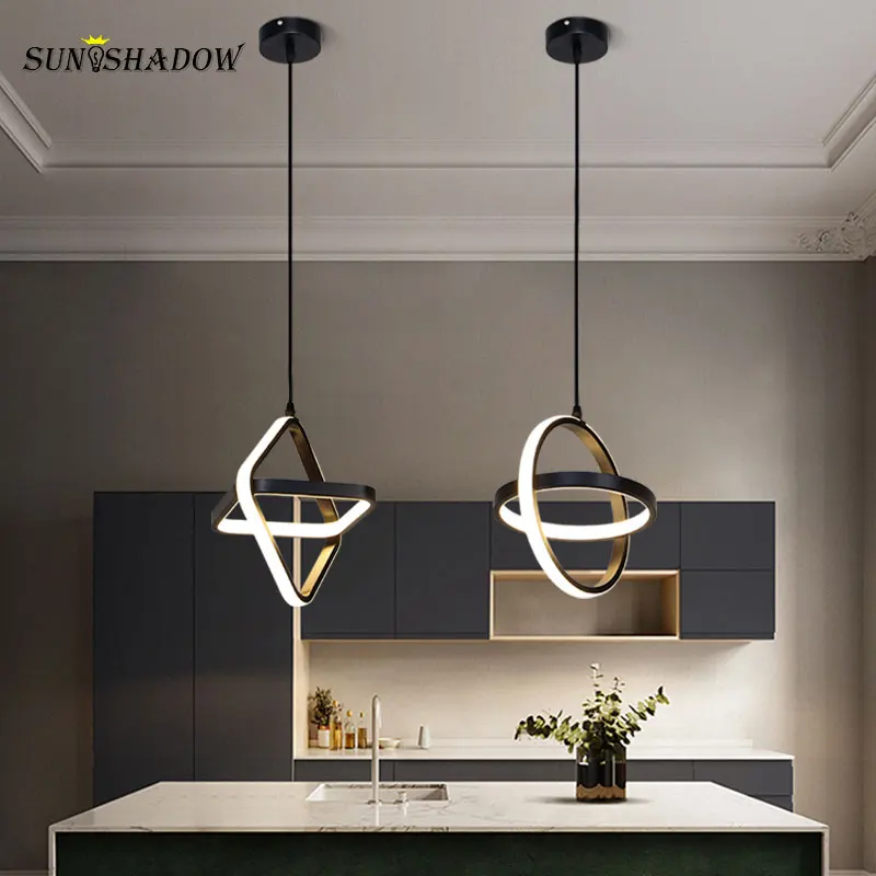 

Modern Led Pendant Light Home Decoration Chandelier Pendant Lamp For Living room Dining room Kitchen Bedroom Bedside Light Black