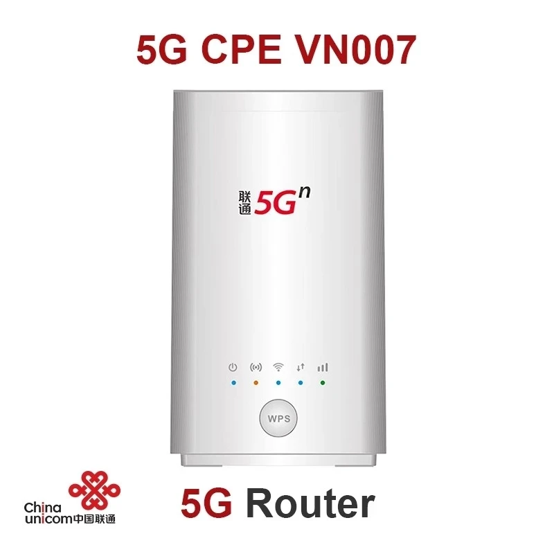 

Original China Unicom 5G CPE VN007 VN007+ 2.3Gbps WIFi 5G NSA/SA NR n1/n3/n8/n20/n21/n77/n78/n79 4G LTE Band1/3/8 With SIM Card