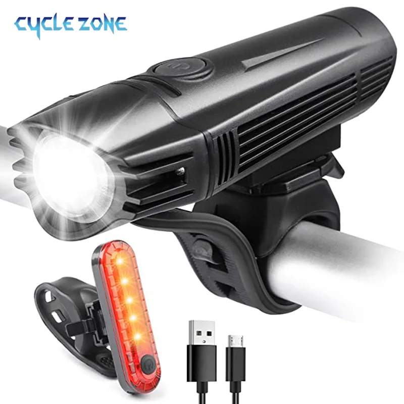 

USB Rechargeable Bike Light Set Super Bright LED 4 Light Modes Front and Back Bicycle Lights Easy to Install for Cycling Safety