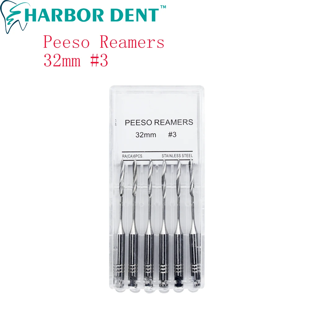 1 pacote (6 pces) reamer peeso dental 32mm reamers endodontic brocas peeso reamers endo arquivos largo dentista materiais