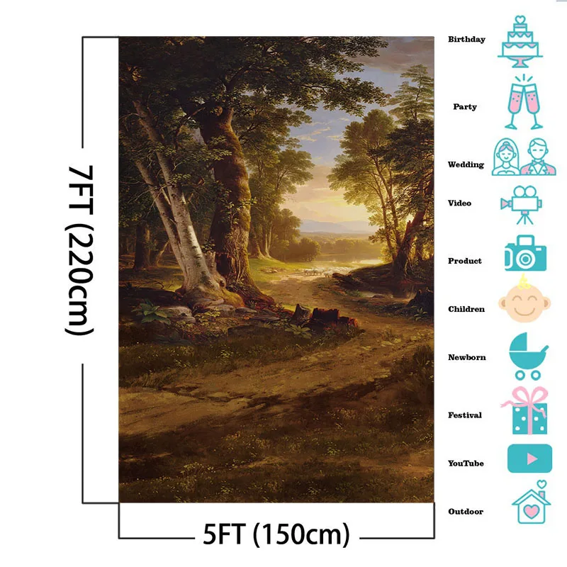 Mocsicka Retro Texture Photography Backdrops Adult Portrait Photo Wallpaper Forest Trail Decoration  Studio Photography Props