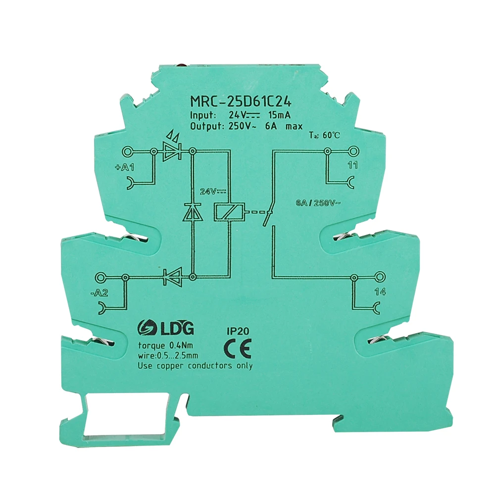 10pcs/lot MRC-25D61C24 PLC control board ultra thin intermediate relay module Output 6A 250VAC/DC normally open silver alloy