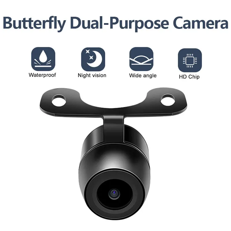 Car Camera Small Butterfly External Reversing Camera Night Vision High-definition Color 170 Degree Wide Angle