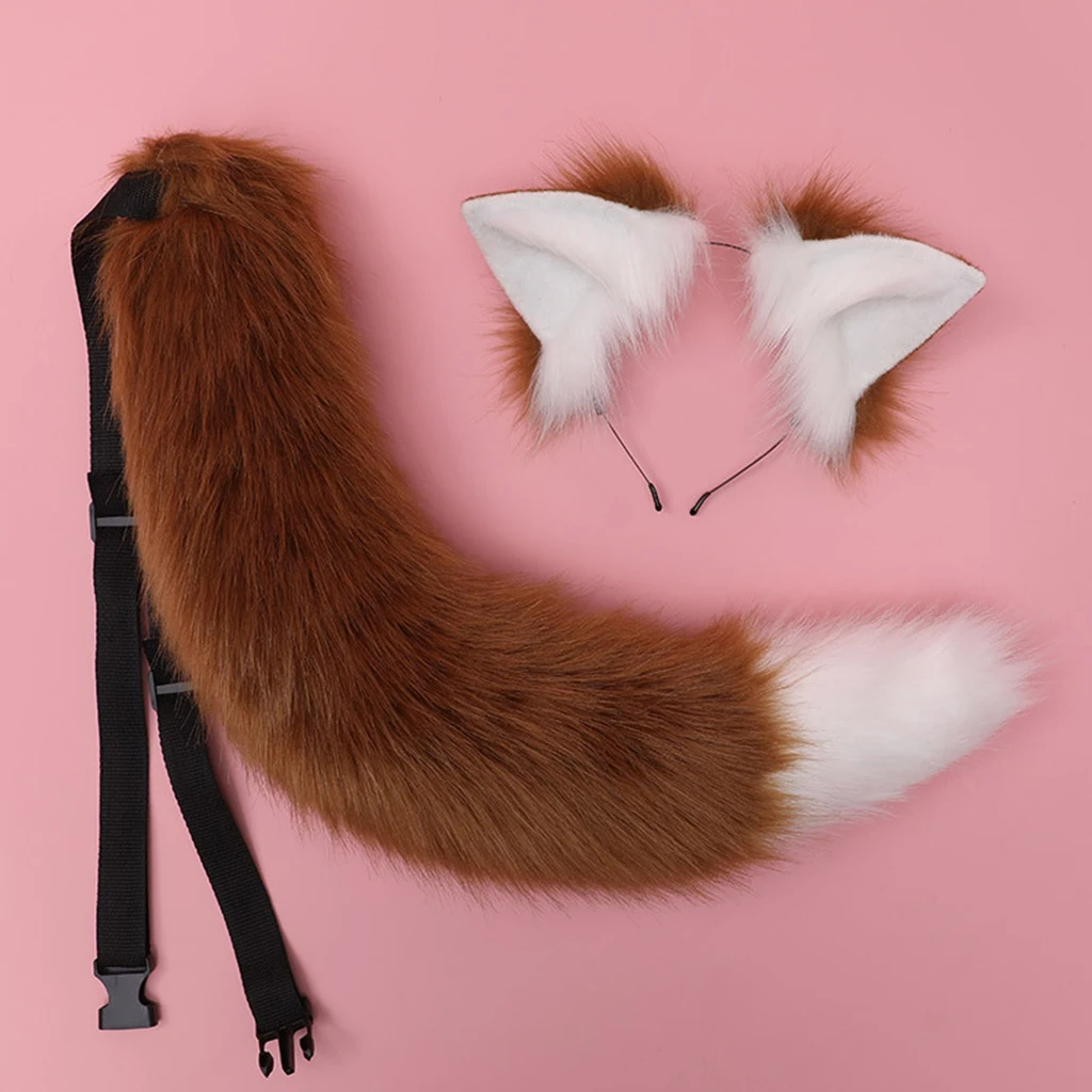Cosplay Roupa Vrouwen Anime Kat Wolf Oren Hoofdtooi Staart Set Pluche Hoofdband Anime Voor Tail Chinese Haaraccessoires
