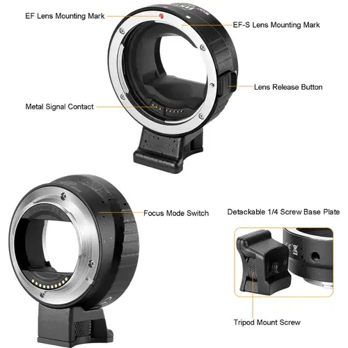 Imagen 2 del producto JINTU-Adaptador de montaje de lente de marco completo de enfoque automático EF-NEX para lente Canon EF a cámara Sony NEX A6500 A6300 A6000 A7 A7R A7S A7RII