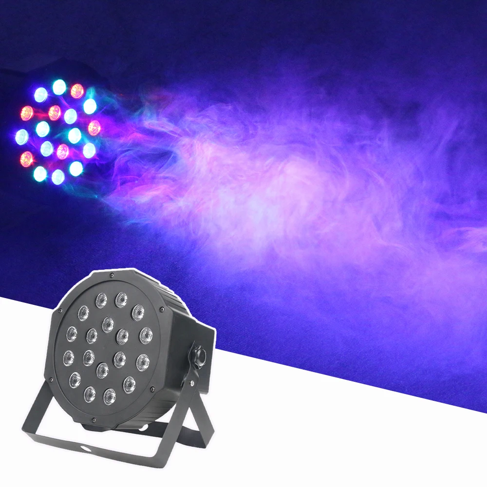 

LED Flat Par 18X1W RGB Disco Wash Light DMX512 Professional Stage Party Show Light DJ Effect Par Light For Club KTV Bar Wedding