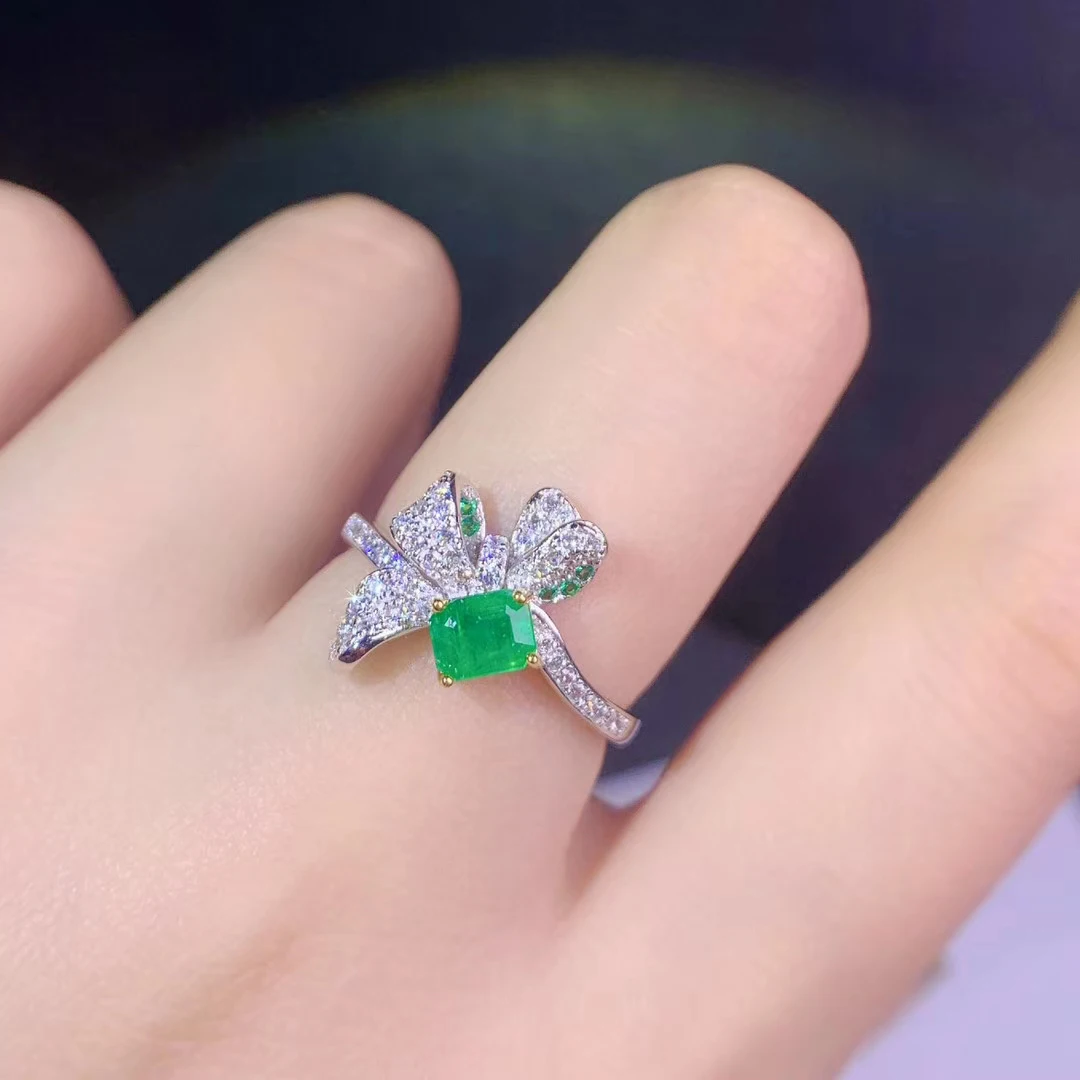 

CoLife Jewelry 100% Natural Emerald Ring for Wedding 4mm*5mm Real Emerald Silver Ring 925 Silver Emerald Jewelry