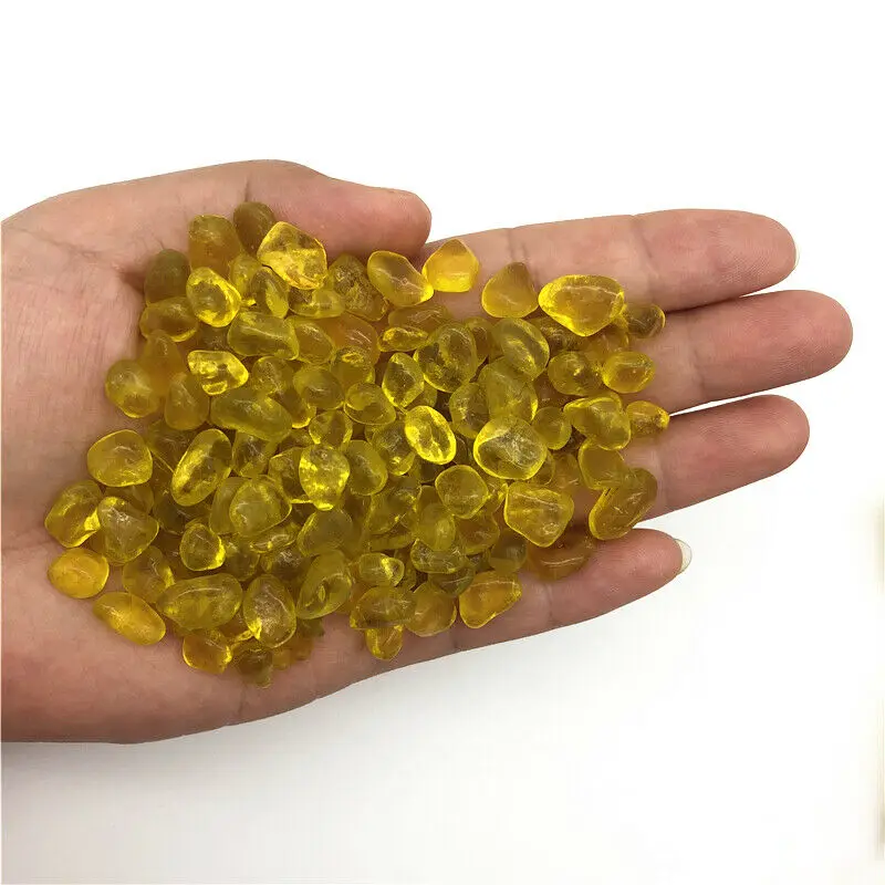 Wholesale 50g 7-10mm Yellow Glass Gravel Glaze Stone Rock Polished Aquarium Specimen Decor Quartz Crystals