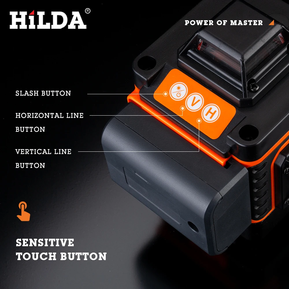 HILDA 12/16เส้น3/4D ระดับเลเซอร์ระดับ Leveling 360แนวนอนและแนวตั้ง Super ที่มีประสิทธิภาพสีเขียวระดับเลเซอร์