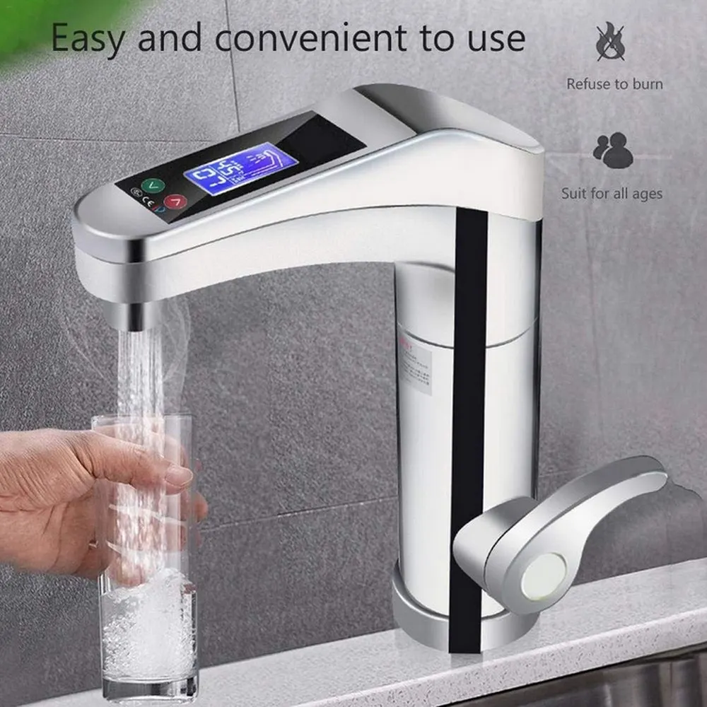 LED Electric Kitchen Faucet Tap Hot Cold Convenient Water Faucet Digital Display Home Bathroom Kitchen Water Heater Accessories