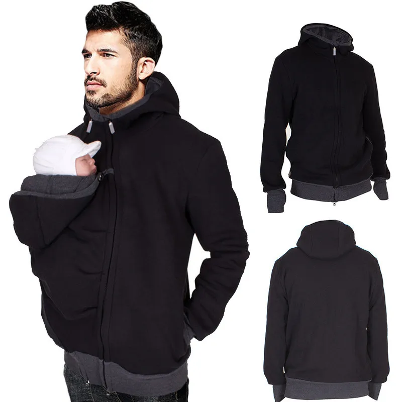 

Daddy Men Baby Carrier Jacket Autumn Winter Maternity Clothes Kangaroo Warm Hoodies Outerwear Coat Father Carry Baby Sweatshirt