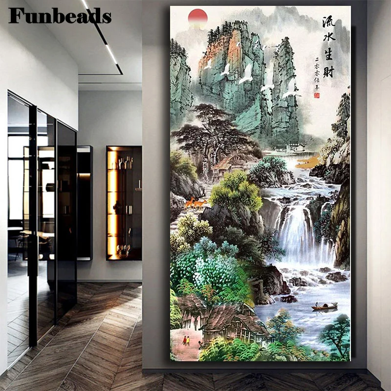 5D full square, round diamond painting embroidery forest water wealth natural landscape diamond painter home decoration FF6024