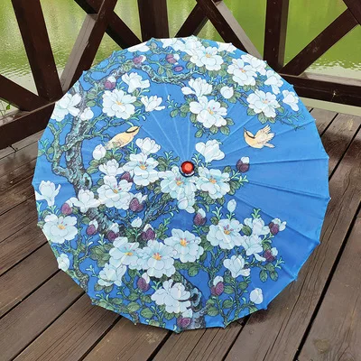 82cm Blue Ancient Chinese Umbrella Oil Paper Umbrella Women Hanfu Dance Antique Umbrella Ceiling Classic Umbrella Sunshades