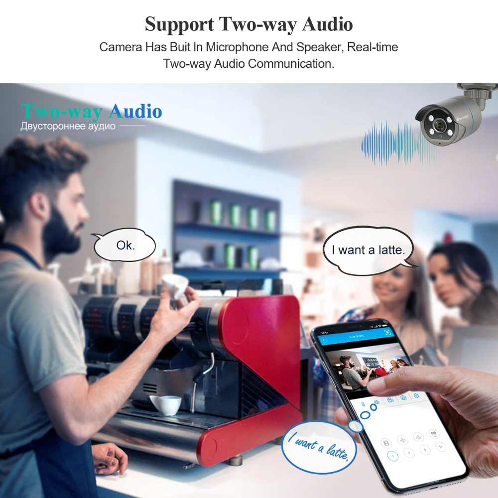 Techage 8CH 4MP H.265 HD POE NVR Kit CCTV Security System IR Outdoor Two-way Audio Colorf Night IP Camera Video Surveillance Set