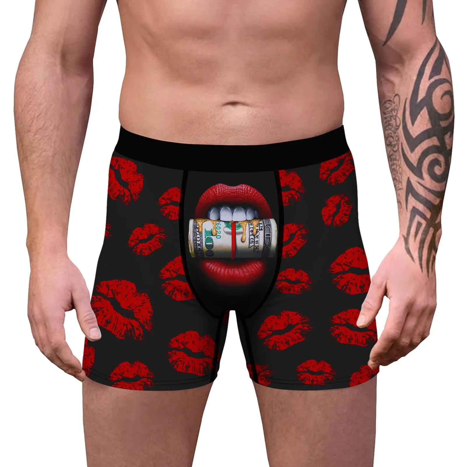 Boxer Shorts Underpants Men\'s Panties Breathable Funny Boxer Underwear Red lip Sexy Men Boxer Shorts Large Size XXL