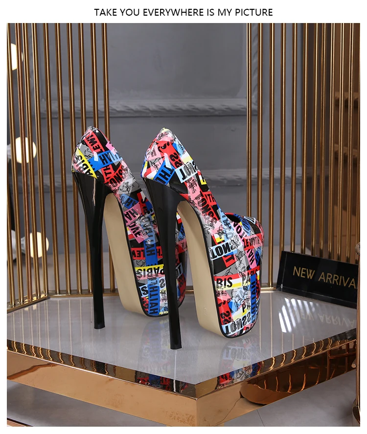 SDTRFT Pumps Ladies Platform Woman 22cm Thin High Heels Zapatos Mujer Stiletto Crossdresser Round Toe Dance Shoes Plus:34-46 47