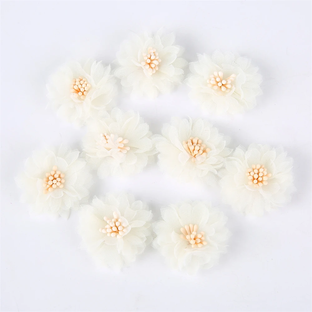 10 Stück Chiffon Künstliche Blumen DIY Blumen Kopfbedeckung Kleid Hochzeitsdekorationen Home Decor Kleidung Accessoires Haarschmuck – Detail 6