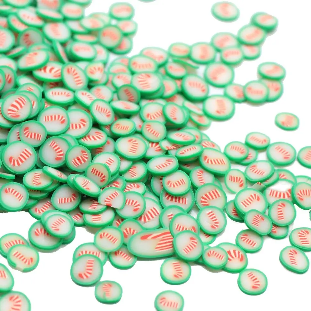 50/200g Supply Christmas Charms Round Candy Cane Polymer Clay Xmas Art Decoration  Filler