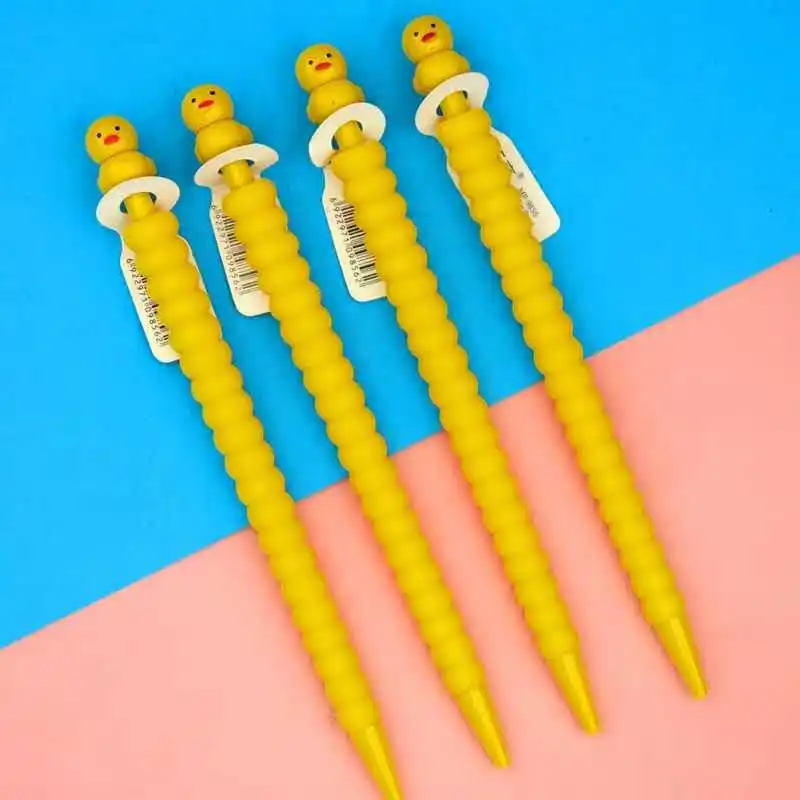 60 pcs/lot Creative Yellow Duck Mechanical Pencil Cute Automatic Pen Stationery gift School Office writing Supplies