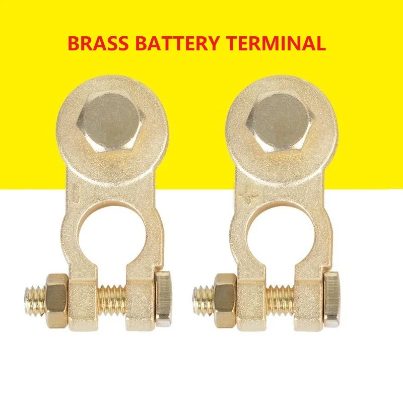 One Pair Pure Bronze Battery Terminal Set Car Battery Terminal Pure Copper Clamp Clips Brass Connector