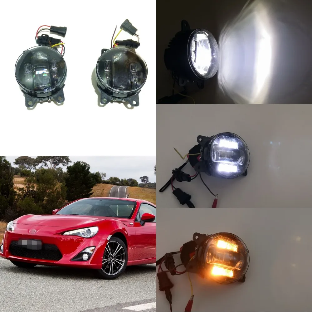 July King 6000k 3000LM LED Fog Lamp Case for Toyota GT-86 Scion FR-S 2012-16, 20W Lens Fog Lamp + 6W DRL+ 4W Yellow Turn Signals