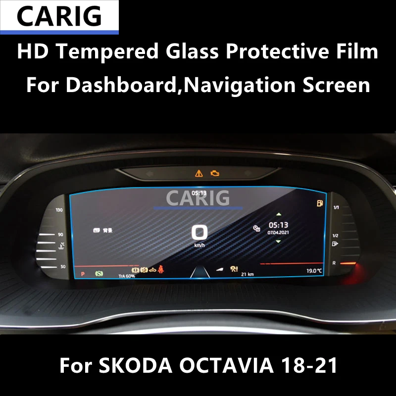 

For SKODA OCTAVIA 20-24 Dashboard,Navigation Screen HD Tempered Glass Protective Film Anti-scratch Repair Film Accessorie Refit