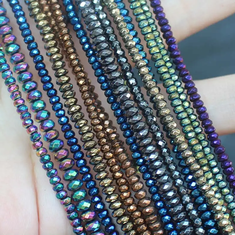 

Very Shining Natural Hematite Faceted Rondelle loose beads 2x3/2x4mm ,For DIY Jewelry Making ! Necklace ,Bracelet