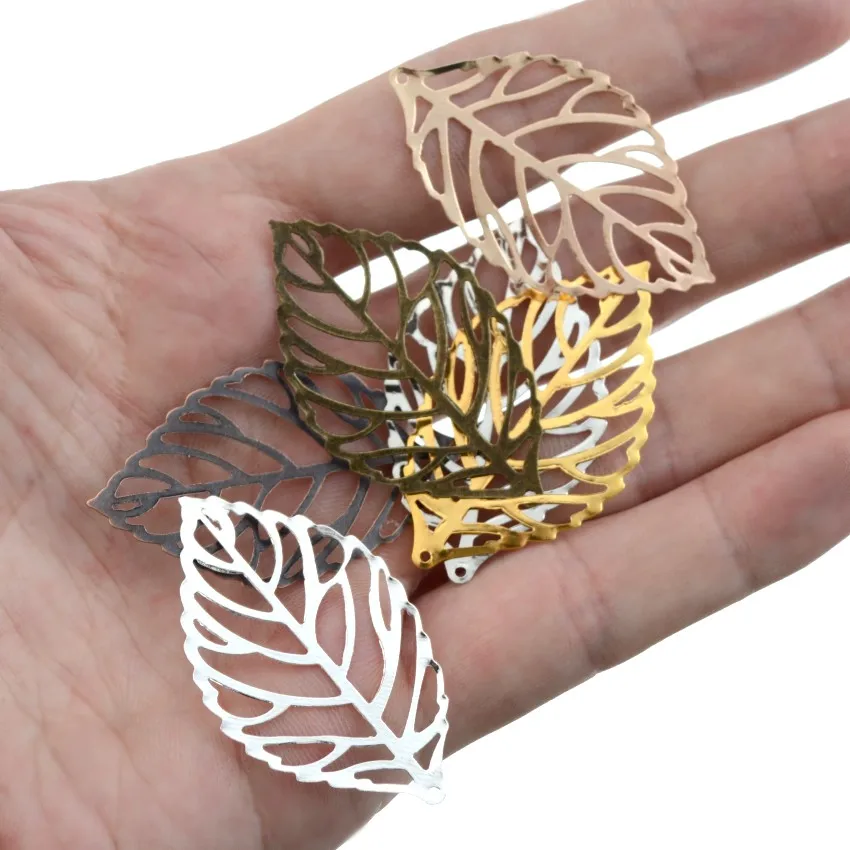 

Free shipping 50PCS Filigree Leaf Findings Connector Metal Crafts Decoration DIY Jewelry Pendants 26x44mm