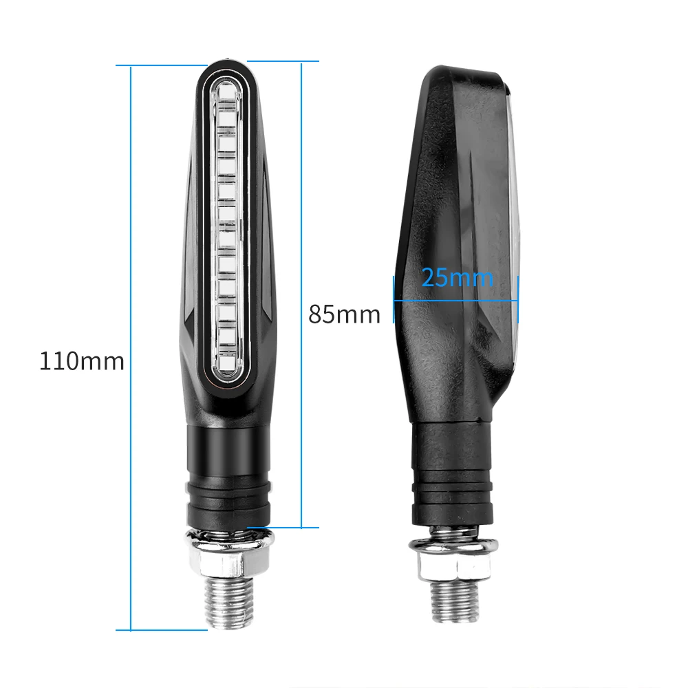 2PCS LED Motorcycle Turn Signals Light 12 SMD Tail Flasher Flowing Water Blinker IP68 Bendable Motorcycle Flashing Lights