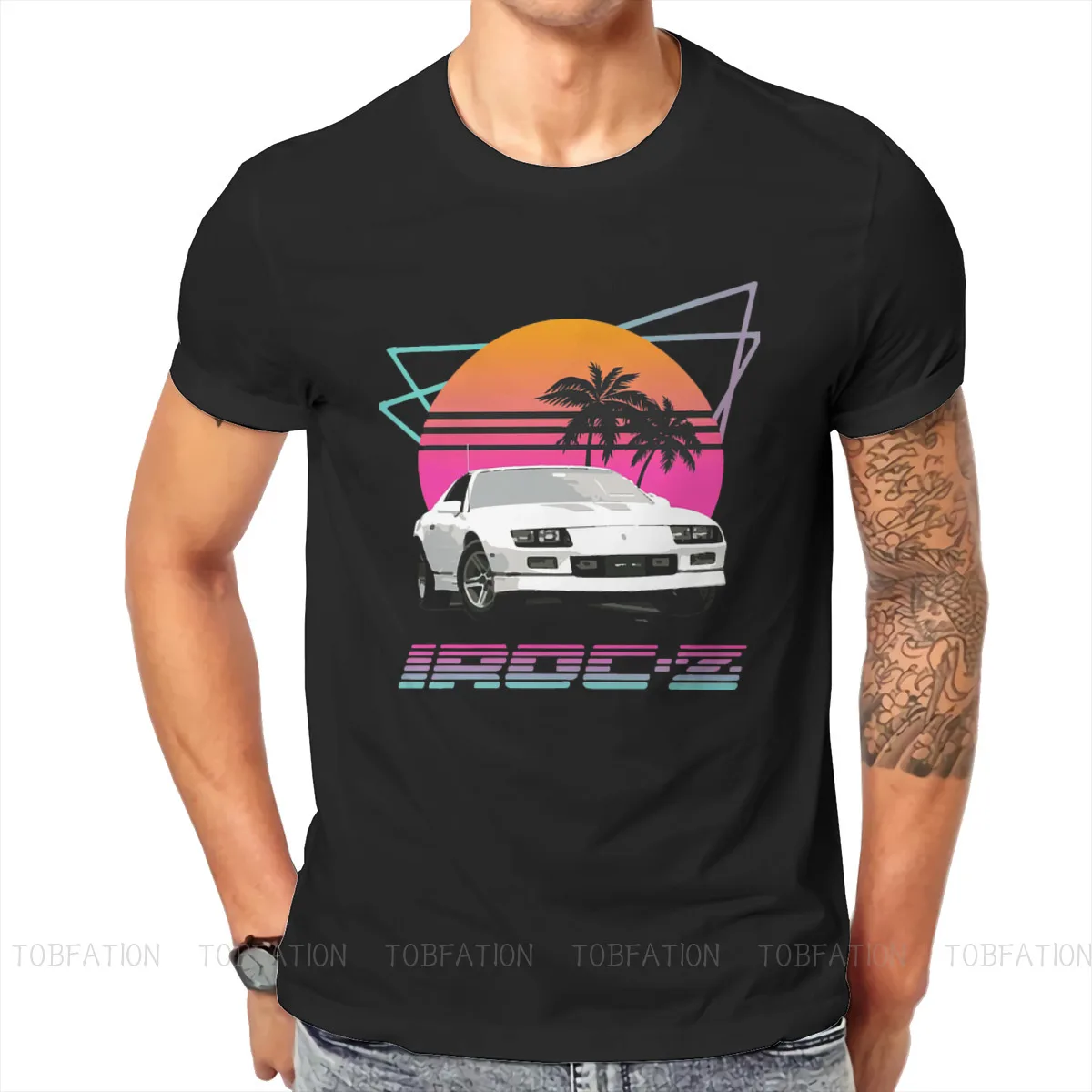 T-shirt Estival et Décontracté pour Homme, Estival et Basique, de Haute Qualité, avec Motif de Vague Rétro oral y Camaro IROC Z des Années 1980
